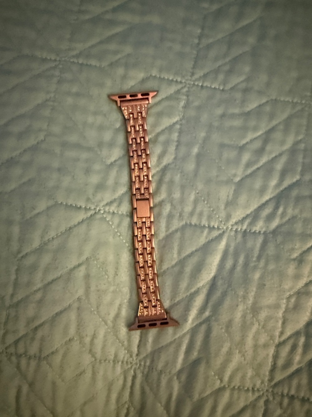Metal Link Small Apple Watch Band - Rose Gold with rhinestones